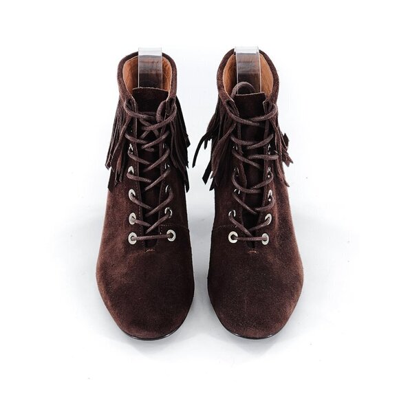 MAJE Fox Suede Ankle Fringe Bootie Brown NEW Floor Model - Picture 3 of 11